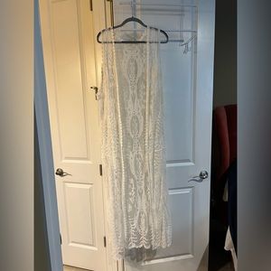 Nick & Mo boutique, size L, lace long vest, cream